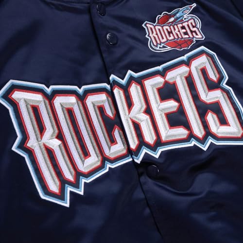 Mitchell & Ness Mens Lightweight Satin Jacket Coats Jackets Outerwear - Blue3