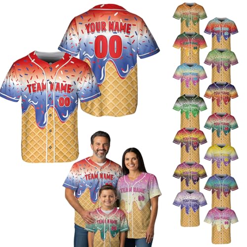 Camiseta personalizada de béisbol Custom Ice Cream Drip para hombres - Uniformes de equipo con nombre, número y logo miniatura 2