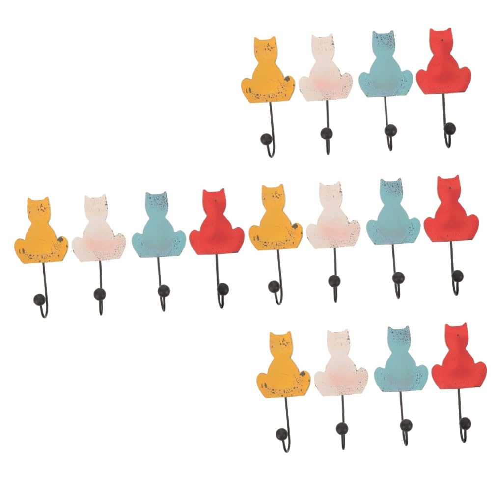 SHINEOFI Ganchos De Toalla De Baño Percheros Ganchos Para Abrigos De Gato Colgante Encima Linda Decoración De La Habitación Estante Manos Percha Gancho De Hierro 4 Piezas X 4