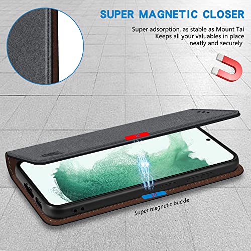 Image of ZZXX for Samsung Galaxy S22 Plus Wallet Case with [RFID Blocking] Card Slot Stand Strong Magnetic Leather Flip Fold Protective Phone Case for Samsung Galaxy S22 Plus Case Wallet(Grey-6.6 inch)