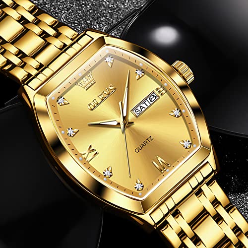 Image of OLEVS Men Watches Square Business Dress Diamond Analog Quartz Date Luxury Watch for Men Casual Stainless Steel Waterproof Luminous Wrist Watch