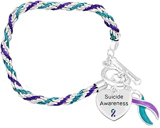 Suicide Awareness Teal & Purple Rope Bracelet - Suicide Awareness Bracelet - Suicide Prevention Bracelet - Survival Suicide Bracelet
