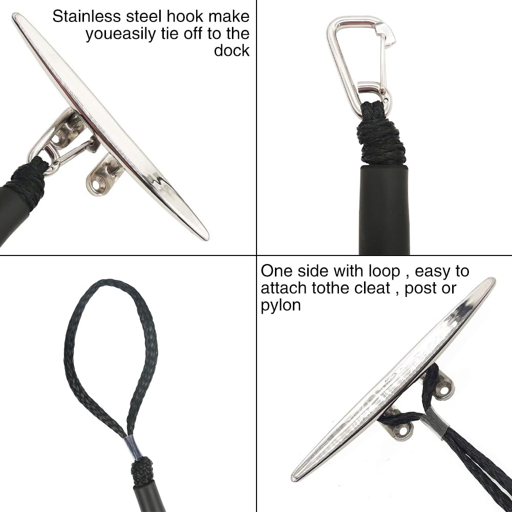 Corda Di Ormeggio Elastica Con Ganci | Linea Bungee Per Barche, Kayak, Moto D'Acqua | Resistente All'Acqua E UV - Foto 7