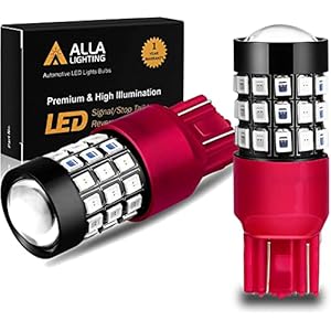 Alla Lighting Newly Upgraded 7440 7443 LED Brake Stop, Tail, Turn Signal Lights Bulbs, Red T20 Wedge 7444 7440LL 7443LL W21W 992 Super Bright 2835-SMD Replacement