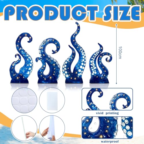 Image of DoubleFill 4 Pcs 26-39 Inch Lighted Octopus Arms Cardboard Cutout with Light Under the Sea Ocean Theme Party Decorations Stand up Aqua Animal Photo Props Back Drops for Party Decor