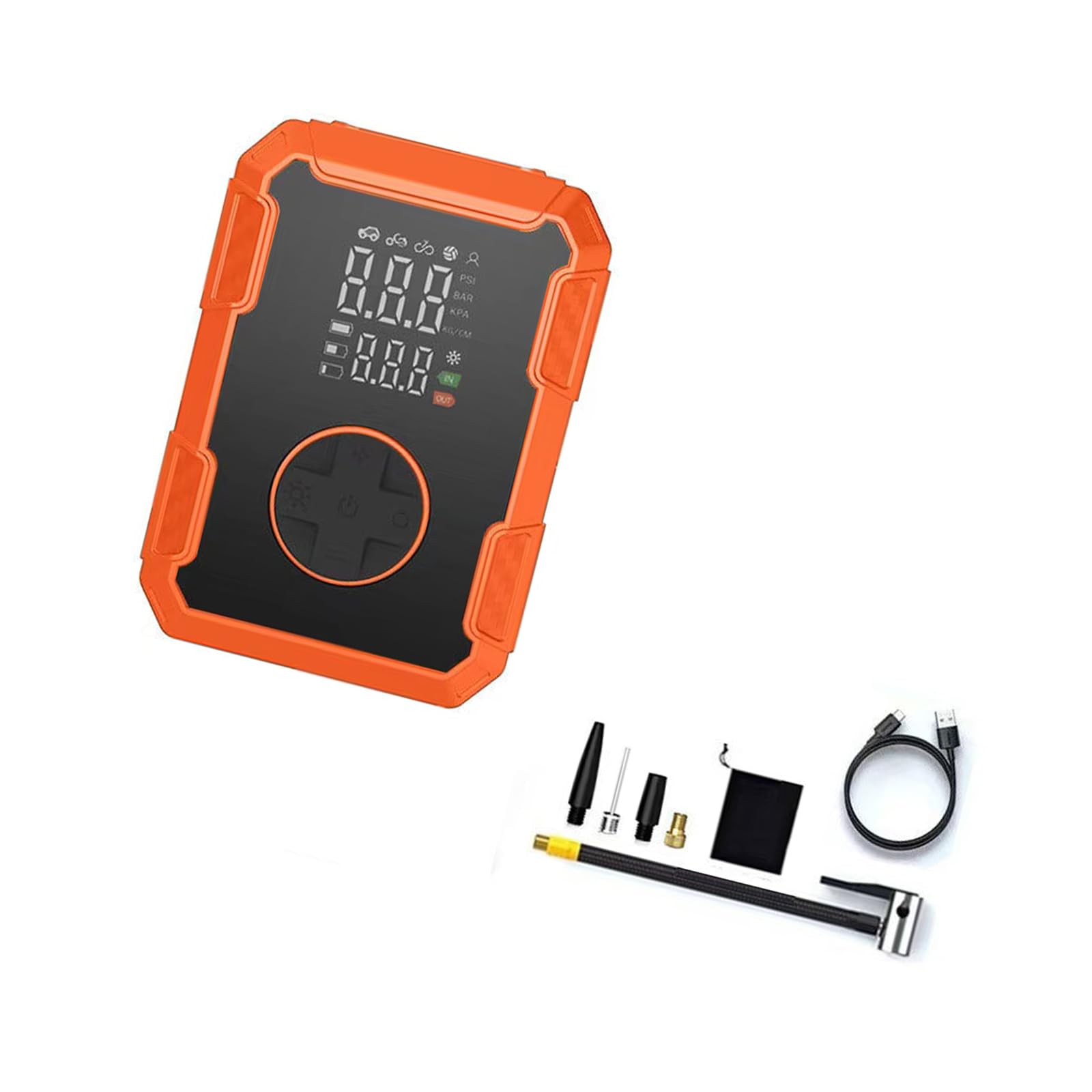 Hsioluted Light Rechargeable Tire Inflator For Cars Offering 150Psi Top Pressure And Built In Battery Powered Tire Inflator