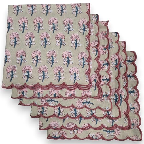 Servilletas de tela 100% algodón 16"x16" set x6 beige rosa miniatura 1