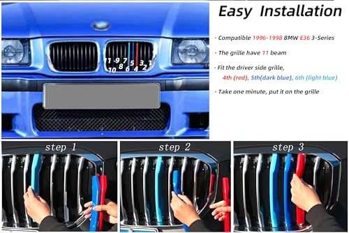 Image of Grille color stripes Compatible with Bmw accessories 1996-1999 e36 grille color stripes 3 Series 318i 323ci 323i 328i 11-Beam
