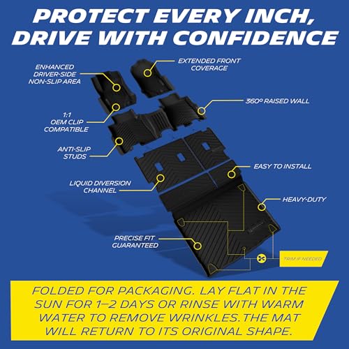Image of Michelin Vehicle Mats for 2021-2026 Ford Bronco 4-Door (6 Piece) | Not Fit Bronco 2 Door or Sport or Vinyl Floor, All-Weather TPE Custom Fit Liner, Premier