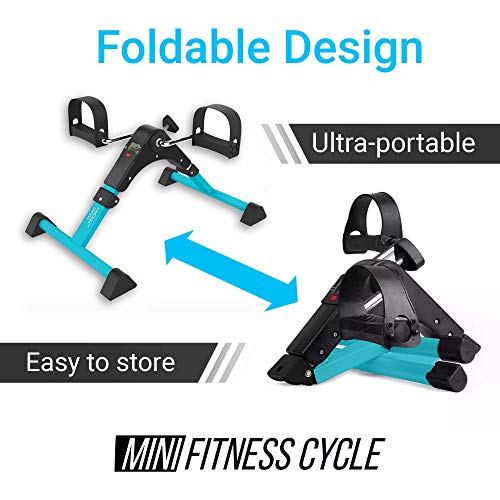 Aduro Sport Foldable Pedal Exerciser, Stationary Under Desk Exercise Equipment for Arm/Leg/Foot Peddler Exercise (Teal/Black)