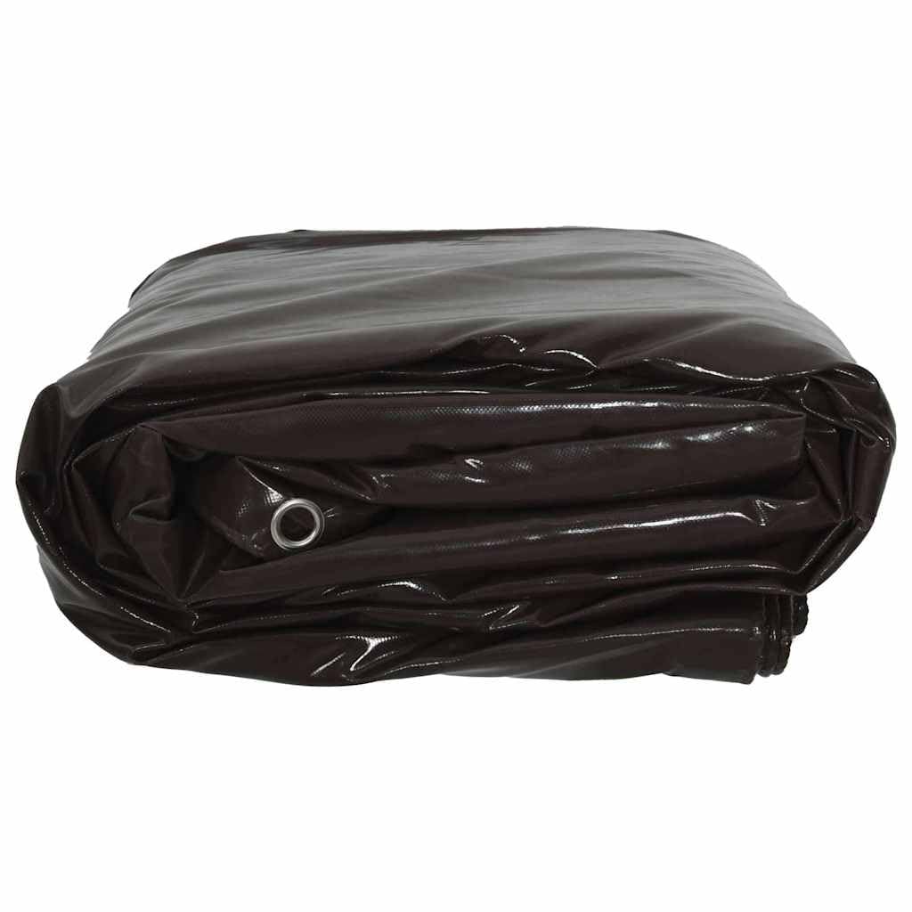 Telone in tela, 650 g/m², marrone, 4 x 8 m, impermeabile, con rivestimento in PVC, antistrappo, resistente alle intemperie, con occhielli in metallo, per giardino, terrazza, garage, auto