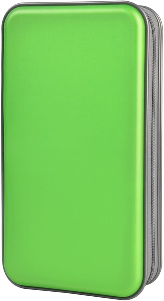alavisxf xx CD Case, 96 Capacity Hard Plastic CD Holder Protective DVD Disc Storage Case Holder Portable Zipper CD DVD Organizer Storage Wallet for Car Home Travel (96 Capacity, Green)