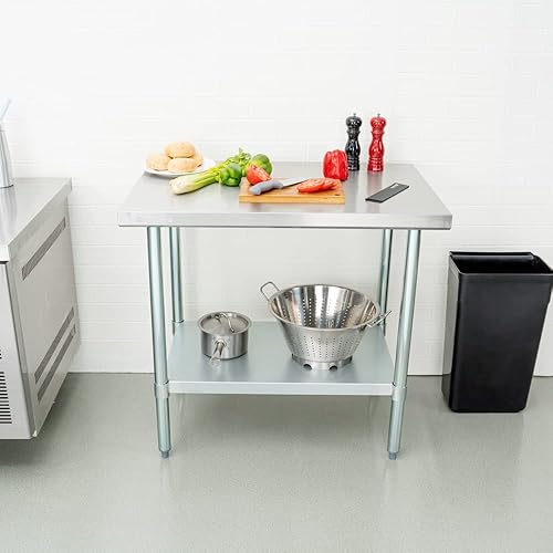 Miniatura 2 de Restaurantware Kitchen Tek - Mesa de trabajo comercial de acero inoxidable 304 calibre 18, resistente, patas galvanizadas, estante inferior, 24 x 36