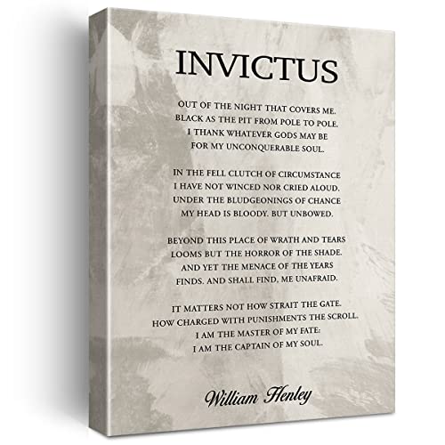 LEXSIVO Inspirational Invictus Print Canvas Wall Art Home Office Dorm Decor Retro Motivational Literature Poetry Painting 12x15 Canvas Poster Framed Ready to Hang