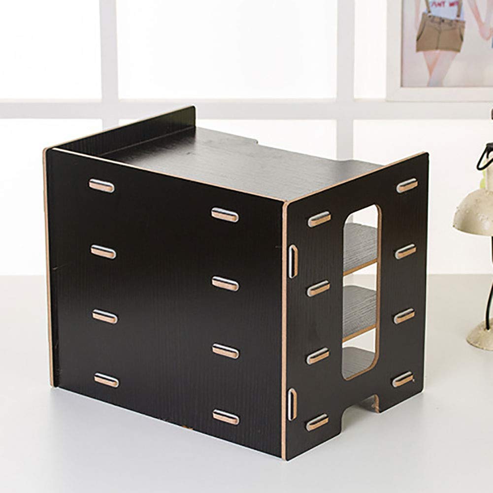 Ejoyous Organizer per Riviste da Tavolo, Portadocumenti in Legno, Portadocumenti Multistrato per Uso Domestico (BLACK)
