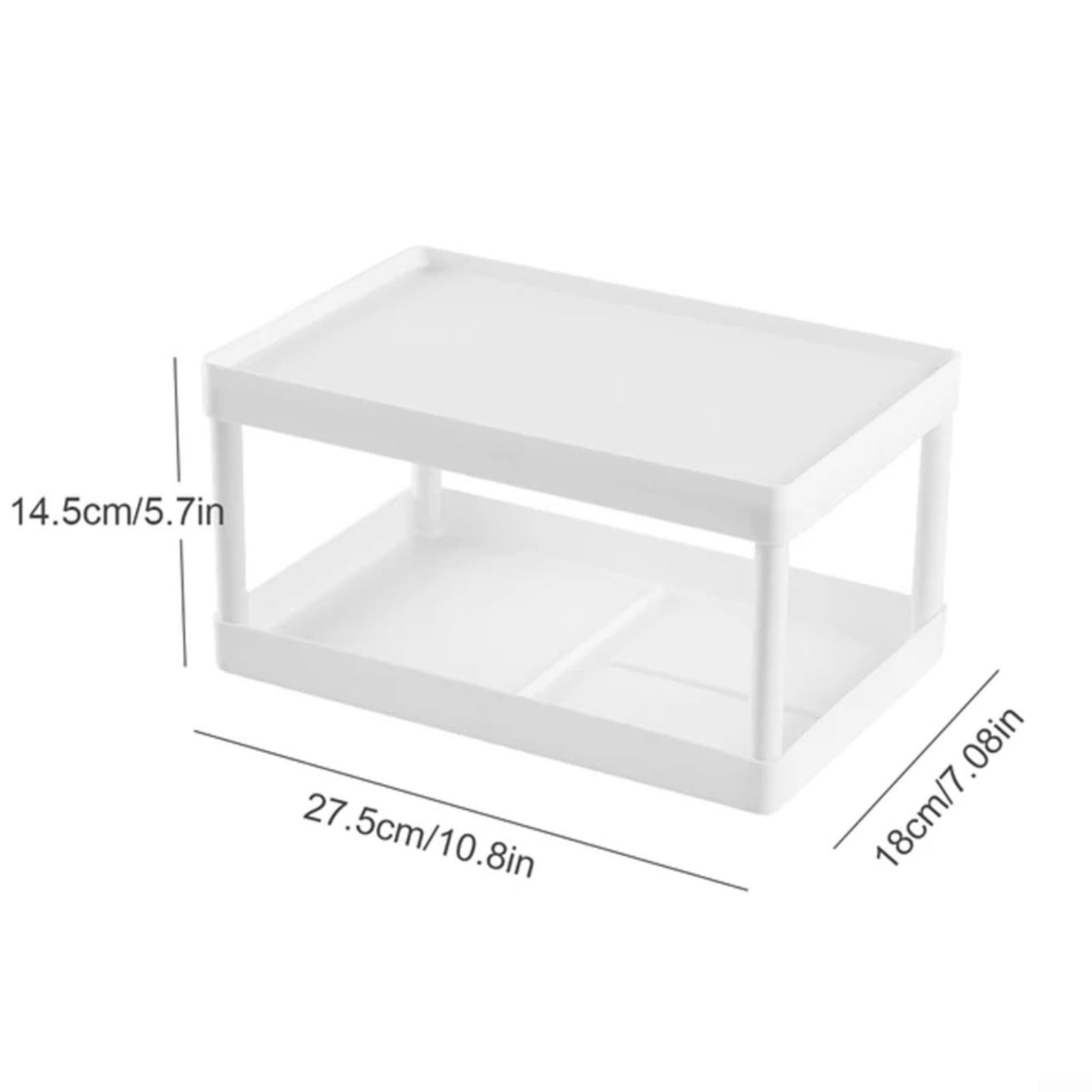 Doppelschichtiges Schreibtisch-Aufbewahrungsregal, abnehmbares Kunststoff-Organizer-Regal für Kosmetik, Schreibwaren, Büro, Wohnheim, Schlafzimmer, weiß, 28 x 185 x 15 cm