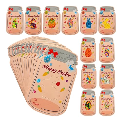 Generisch Tarjetas de felicitación de Pascua - Tarjetas de Pascua para niños, 24 paquetes de tarjetas divertidas de Pascua Feliz Pascua, tarjetas de notas de huevos de Pascua coloridas, tarjetas de