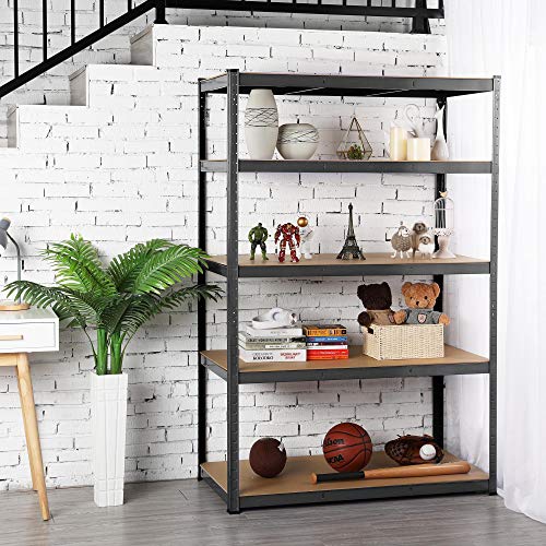 Yaheetech Estantería Metálica Almacenaje 180x120x60cm Estantería para Cargas Pesadas Estante Industria de 5 Niveles para Garaje Taller Trasero Carga de 875 kg Negro - imagen 6