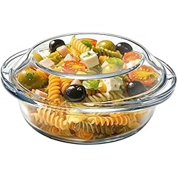 Cacerola Para Microondas Mini cacerola de vidrio con tapa de vidrio, utensilios redondos de vidrio aptos para horno con asas (mini -0,5 L)