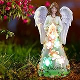 YAZJIWAN Solar Garden Light Outdoor, Angel Statues with Colour Changing Lights Decoration, Waterproo