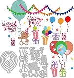 INFUNLY 19pcs Balloons Metal Die Cuts Happy Birthday Cutting Die for Card Making Balloons Cake Cutting Metal Balloons Stencils for Scrapbooking Embossing Die Cuts for DIY Album Decorative
