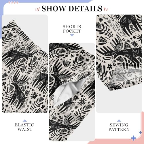 Moose and Florals Boys Long Pants Soft Trousers Elastic Waist Kids Lounge Bottoms with Pockets S-XL4