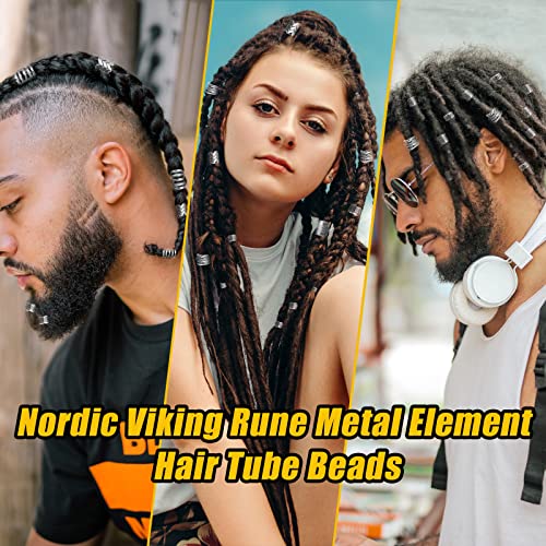 Vaikby Viking Hair Beads Set (76Pcs): Metal Silver Clips thumb #2