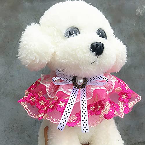 KUTKUT Pet Bandana Necklace | Layered Collar Nobel Pet Bowknot Lace Bib Neckerchief |Washable Princess Floral Lace Headdress for Cats Dogs (Size: L, Adjustable Neck: 30cm - 40 cm) (B09HQSVJJH) Amazon Price History, Amazon Price Tracker