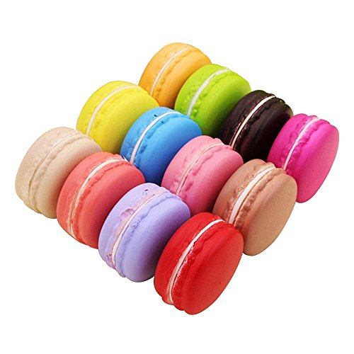 GRT French Macaroon High Simulation Artificial Fake Macaron Studio Prop Tienda de Bricolaje y decoración de panadería, para Bodas y Fiestas, Set de 12 Piezas