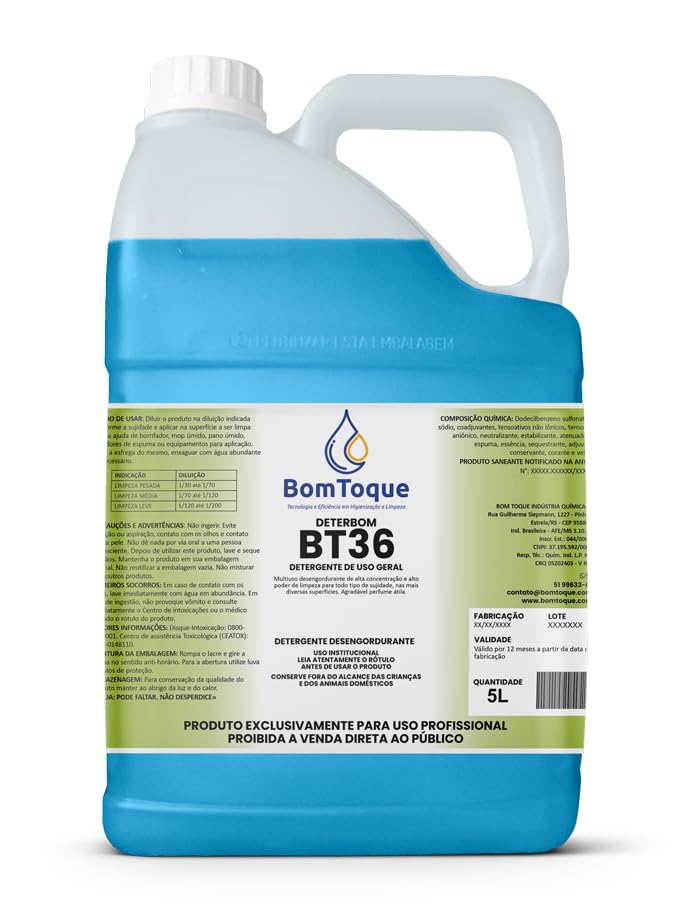 Deterbom BT36, 5L - Detergente Desengordurante Multiuso Concentra...