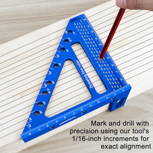 ViewReal Quick-Set 3D Measuring Square - Multi-Angle Carpenter's Tool with Angle Pin for Woodworking,Imperial Line Ruler, Essential Woodcraft Layout Aid - Image 4