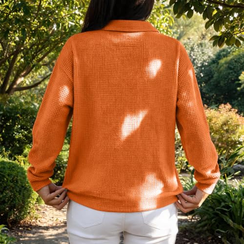 Long Sleeve T Shirts for Women Waffle Knit Lightwieght Tunic Vintage Tees - image 4