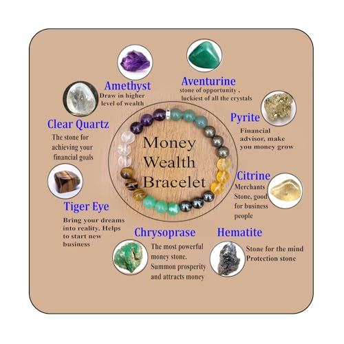 FYXOTI Natural Stone Wealth Money Bracelet Beaded...