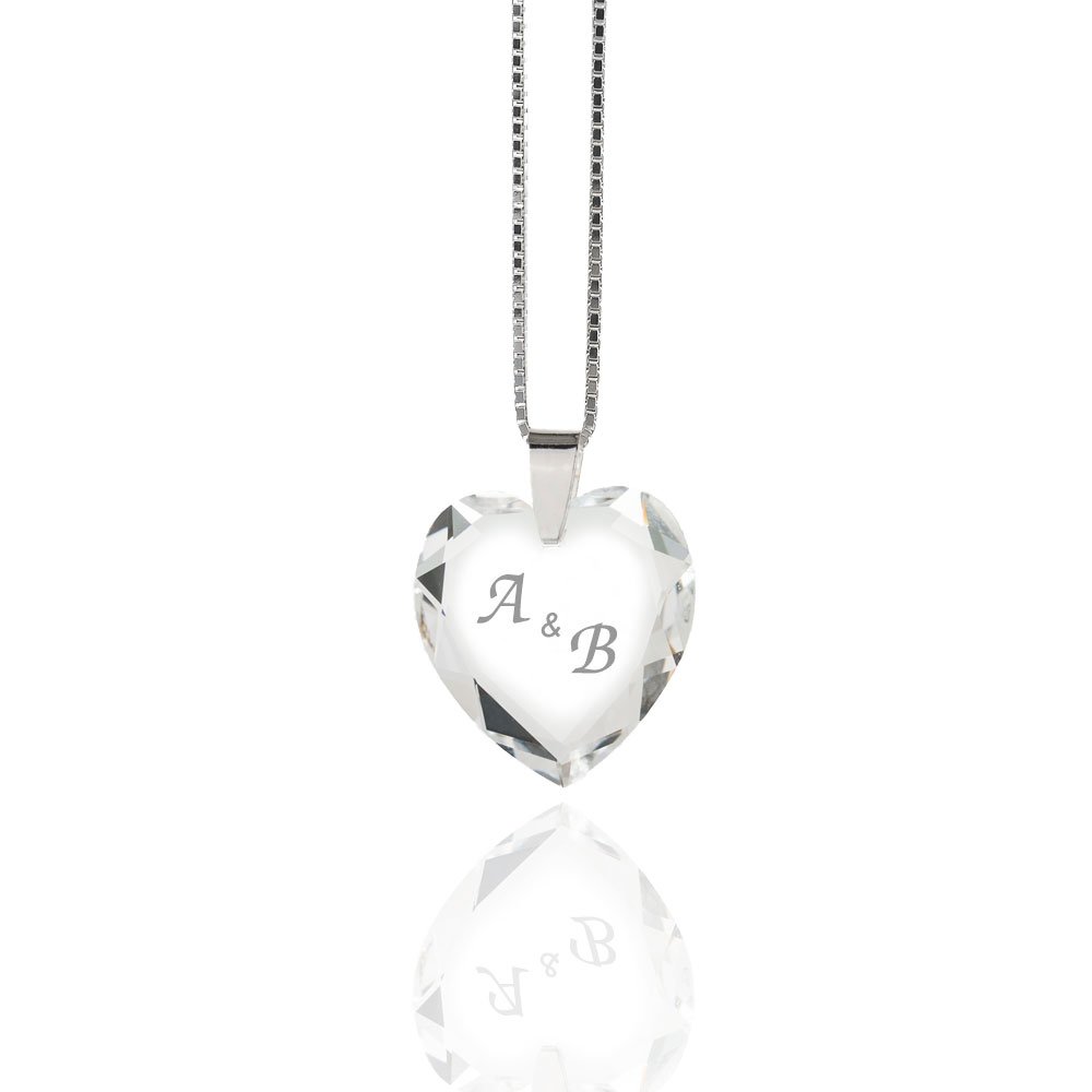 Damen Halskette 925 Sterling Silber mit SWAROVSKI ELEMENTS Herz individuell gestalten