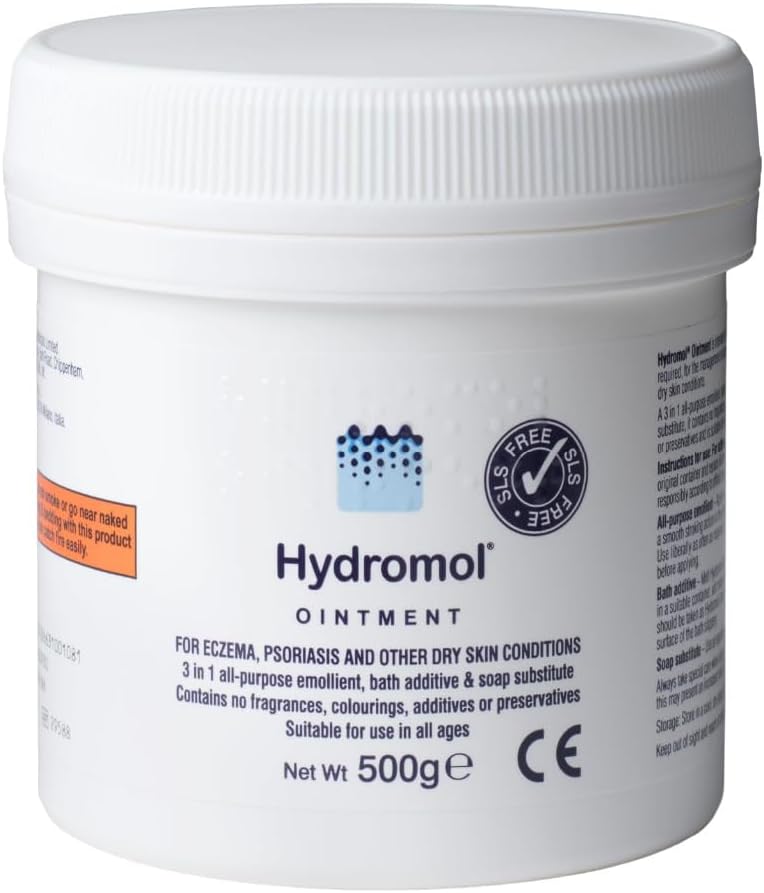Hydromol Ointment - Intensive Emollient for Very Dry & Itchy Skin - For Psoriasis, Flare-prone Eczema & Dermatitis - Helps Protect & Prevent Moisture Loss - 500g Tub