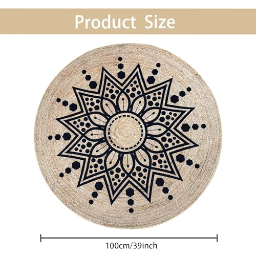 Tapete decorativo Boho Floral redondo 3.3 pies 100 cm miniatura 2