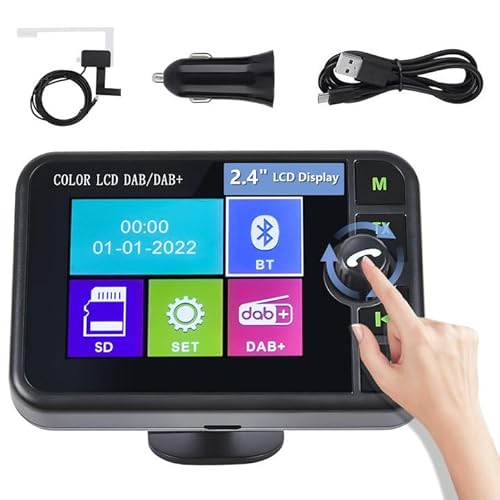 Hikity DAB/DAB+ Tragbarer Radio Adapter mit 2.4 Zoll Color Large LCD Display für Android Autoradio mit Bluetooth-Freisprechtelefon AUX-IN FM Transmitter Empfänger Adapter Tragbarer Hikity DAB/DAB+ Tragbarer Radio Adapter mit 2.4 Zoll Color Large LCD Display für Android Autoradio mit Bluetooth-Freisprechtelefon AUX-IN FM Transmitter Empfänger Adapter Tragbarer
