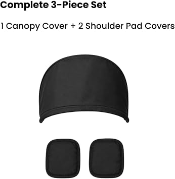 Replacement Canopy Cover Compatible with Doona+ Stroller & Car Seat, High-Opacity Sun Shade, Thick Soft-Stretch Fabric, 3-Piece Set with 2 Shoulder Pad Covers (Black)