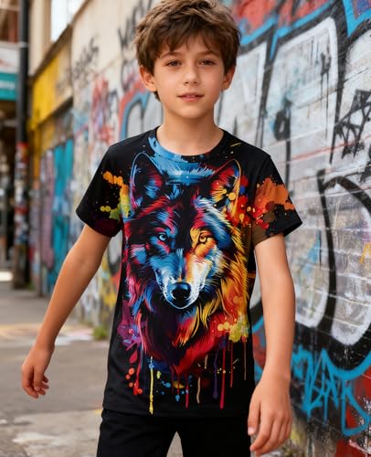 Image of uideazone Tshirts for Boys Kids Short Sleeve T-Shirt 3D Graphic Tee Shirts Tops Clothes 4-16 Years