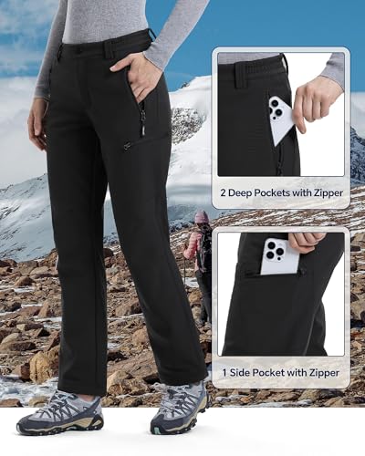 Outdoor Ventures Womens Winter Softshell Trousers Waterproof Pants Warm Fleece Lined Ski Snow Hiking Pants - Image 6