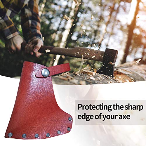Leather Axe Head Sheath, 5.3"x4.7" Full Grained Leather Sheath Of The Axe, Axe Head Cover With Belt Loops For Better Hold Of Axe, Dark Tan Heavy Top Cover For Axe Head