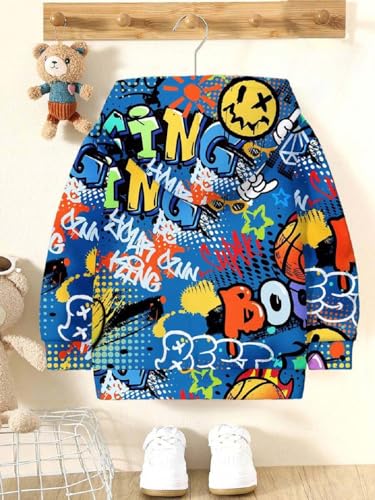 Image of Boys Humour and Comic Printed Long Sleeves Sweatshirt, Cotton Blend, Hooded Neck