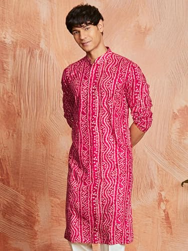 Image of VASTRAMAY Men's Bandhani Rayon Kurta