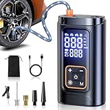 Philoent 自転車 空気入れ 電動空気入れ 【新モデル 超小型 10倍速高速充填 】7200mAh エアポンプ 自動停止 空気圧指定可 充電式 コードレス 小型 仏/英/米式バルブ対応 最大圧力150PSI SOS/LED懐中ライト USB-C 急速充電 自転車/自動車/ボール/浮き輪/バイク対応 日本語説明書付き