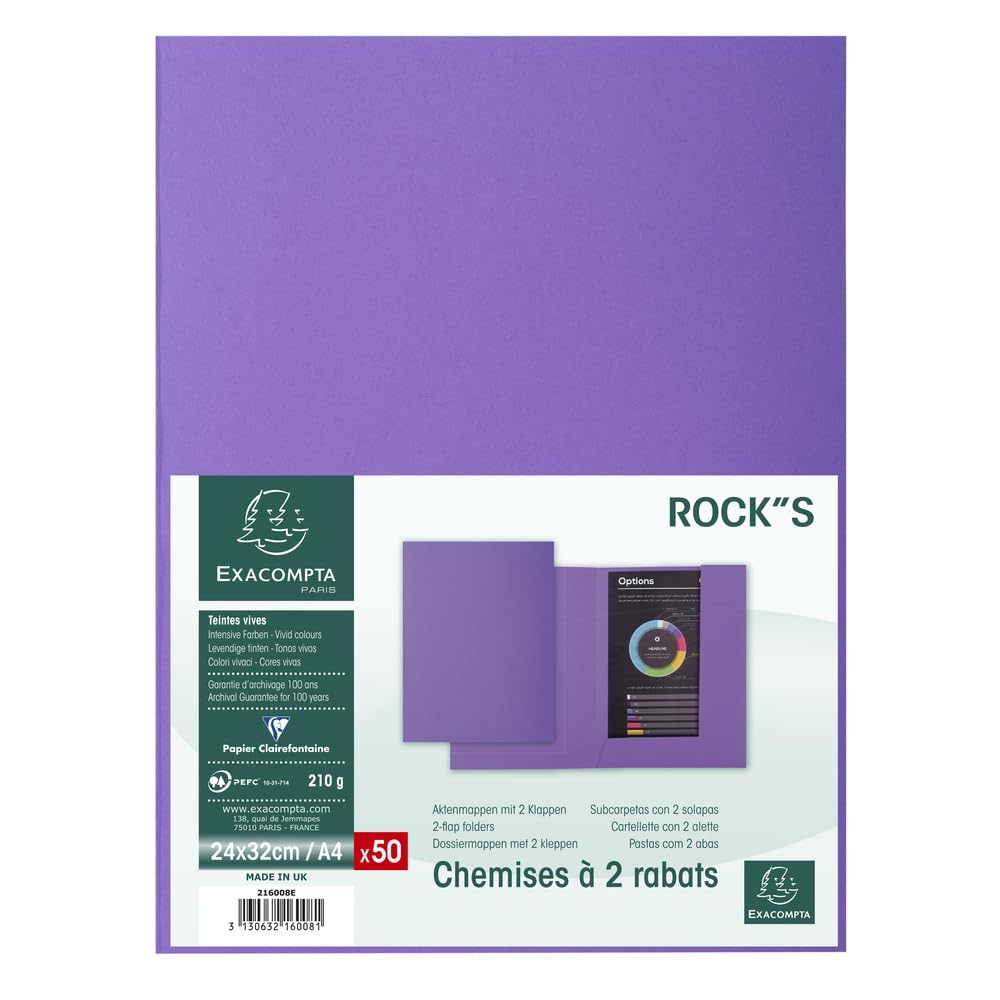 Exacompta 250 feste Mappen 2 Klappen Rock"s dunkelviolett