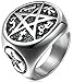 Epinki Herren Ringe in Edelstahl, Siegelring Pentagramm Stern Form Edelstahlringe Verlobungsringe Herrenringe Gr.65 (20.7)