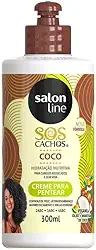 Salon Line, Creme de Pentear, S.O.S Cachos, Óleo de Coco, Vegano - Para Cabelos Ondulados, Cacheados e Crespos, 300 ml