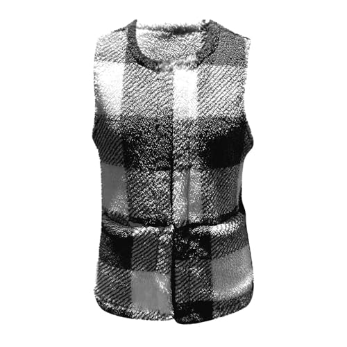 Fall Flannel Plaid Vest For Women Trendy Sleeveless Button Down Long Jackets Casual Winter Checkered Shacket Coat2