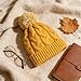 WDAIYEK Slouchy Chunky Knit Beanie with Pom Pom - Cozy Winter Bobble Hat for Women and Men Yellow