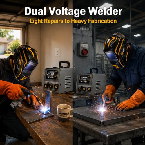 Image of SSIMDER 5 in 1 MIG Welder, 140A Pulse Spot Dual Voltage Portable | Flux Core /Lift TIG /Stick, Synergic Control, ARC Force, Auto Body Repair, Farm Fence, DIY Metal Art, IGBT Inverter